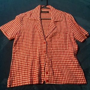 Reformation deep “v” button down blouse